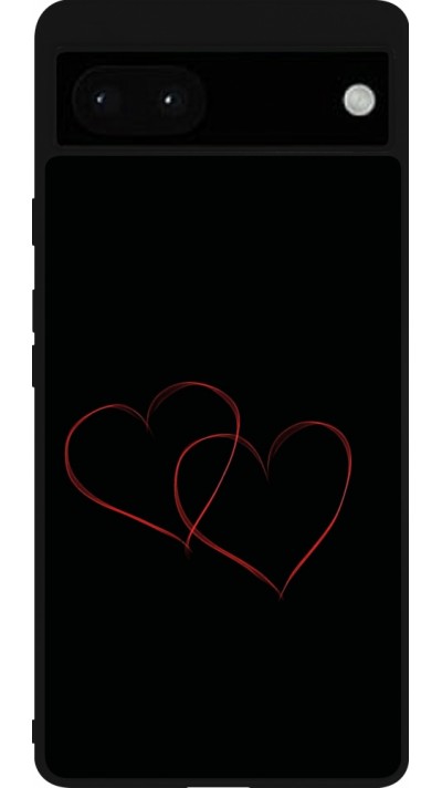 Google Pixel 6a Case Hülle - Silikon schwarz Valentine 2023 attached heart