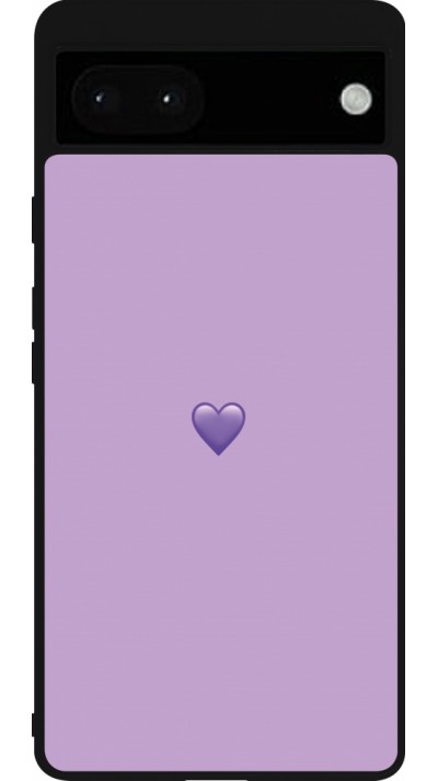 Google Pixel 6a Case Hülle - Silikon schwarz Valentine 2023 purpule single heart
