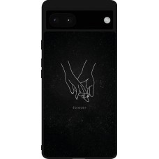 Google Pixel 6a Case Hülle - Silikon schwarz Valentine 2023 hands forever
