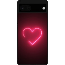 Google Pixel 6a Case Hülle - Silikon schwarz Valentine 2023 single neon heart