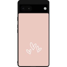 Google Pixel 6a Case Hülle - Silikon schwarz Valentine 2023 three minimalist hearts