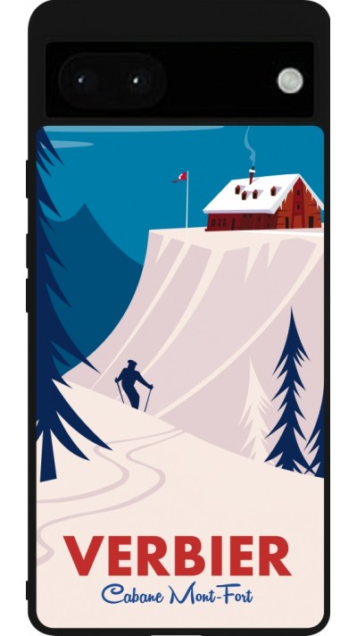 Google Pixel 6a Case Hülle - Silikon schwarz Verbier Cabane Mont-Fort