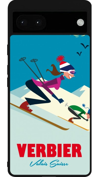 Google Pixel 6a Case Hülle - Silikon schwarz Verbier Ski Downhill