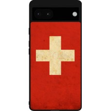 Google Pixel 6a Case Hülle - Silikon schwarz Vintage Flag SWISS