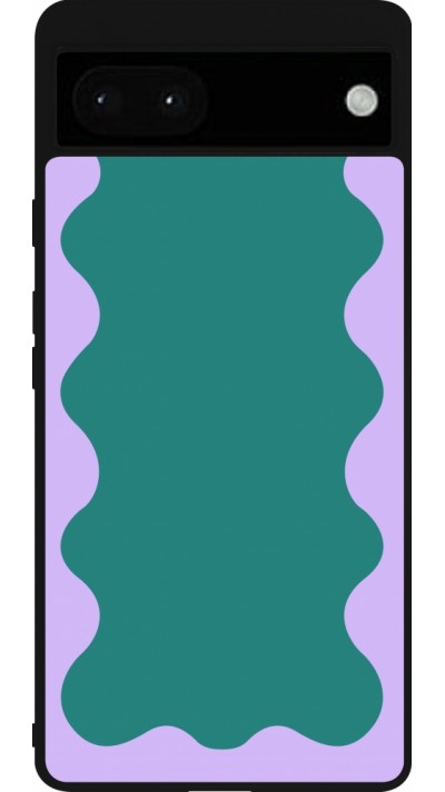 Google Pixel 6a Case Hülle - Silikon schwarz Wavy Rectangle Green Purple