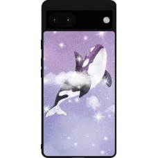 Google Pixel 6a Case Hülle - Silikon schwarz Whale in sparking stars