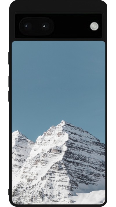 Google Pixel 6a Case Hülle - Silikon schwarz Winter 22 blue sky mountain