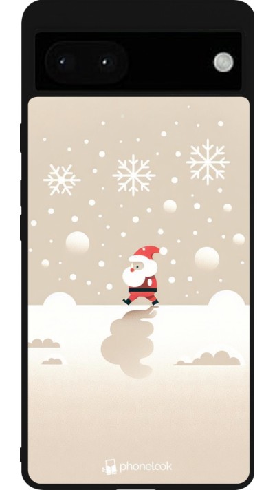 Google Pixel 6a Case Hülle - Silikon schwarz Weihnachten 2023 Minimalistischer Weihnachtsmann