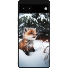 Google Pixel 6a Case Hülle - Silikon schwarz Weihnachten 2023 Fuechslein Tanne