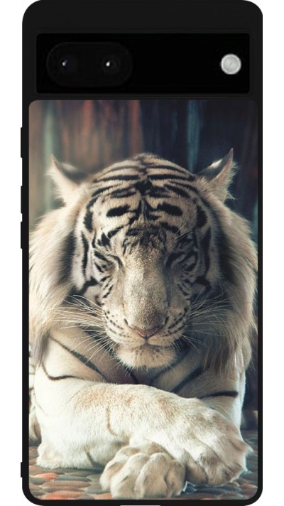 Google Pixel 6a Case Hülle - Silikon schwarz Zen Tiger