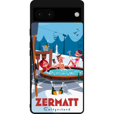 Google Pixel 6a Case Hülle - Silikon schwarz Zermatt Mountain Jacuzzi