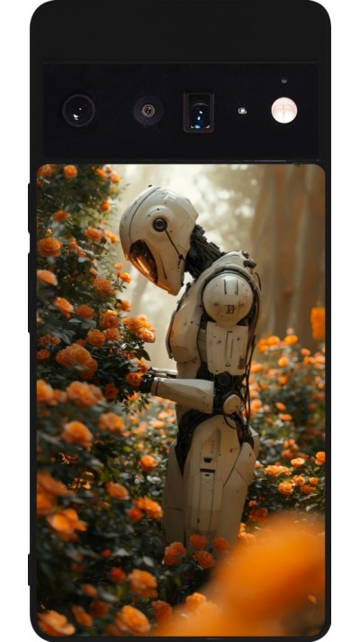 Coque Google Pixel 6 Pro - Silicone rigide noir Astronaut flowers 2025