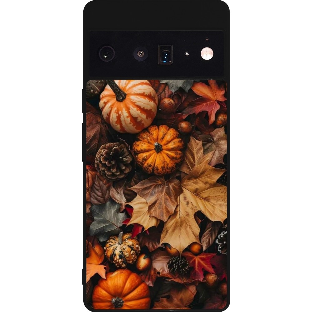 Google Pixel 6 Pro Case Hülle - Silikon schwarz Autumn 25 Pumpkin