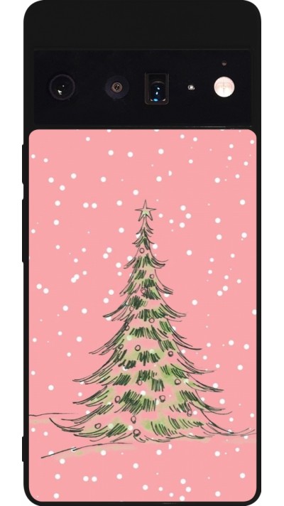 Coque Google Pixel 6 Pro - Silicone rigide noir Christmas 25 Pink Tree