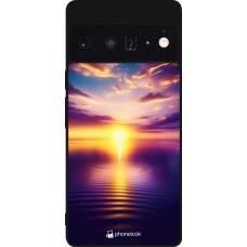 Google Pixel 6 Pro Case Hülle - Silikon schwarz Sonnenuntergang gelb violett