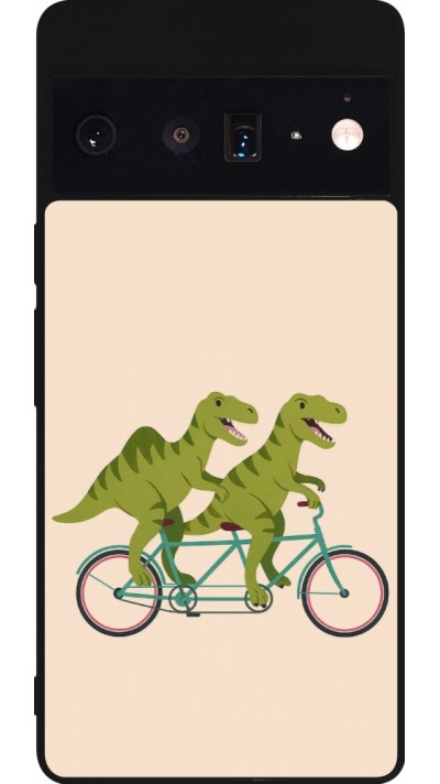 Google Pixel 6 Pro Case Hülle - Silikon schwarz Dinosaurs on bikes 2026