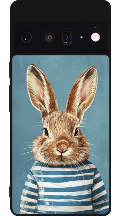 Google Pixel 6 Pro Case Hülle - Silikon schwarz Easter 2026 Rabbit navy