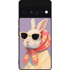 Google Pixel 6 Pro Case Hülle - Silikon schwarz Easter 2026 Rabbit with scarf