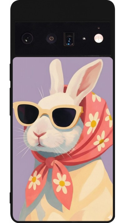Google Pixel 6 Pro Case Hülle - Silikon schwarz Easter 2026 Rabbit with scarf