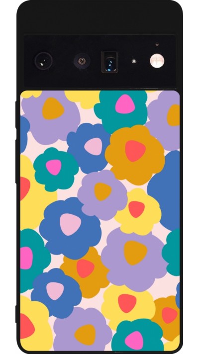 Coque Google Pixel 6 Pro - Silicone rigide noir Easter 2024 flower power