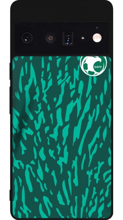 Coque Google Pixel 6 Pro - Silicone rigide noir Maillot de football Arabie saoudite 2022 personnalisable