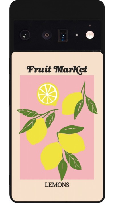 Google Pixel 6 Pro Case Hülle - Silikon schwarz Fruit market lemons 2026