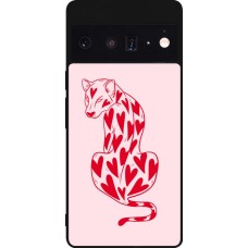 Google Pixel 6 Pro Case Hülle - Silikon schwarz Leopard with hearts 2026