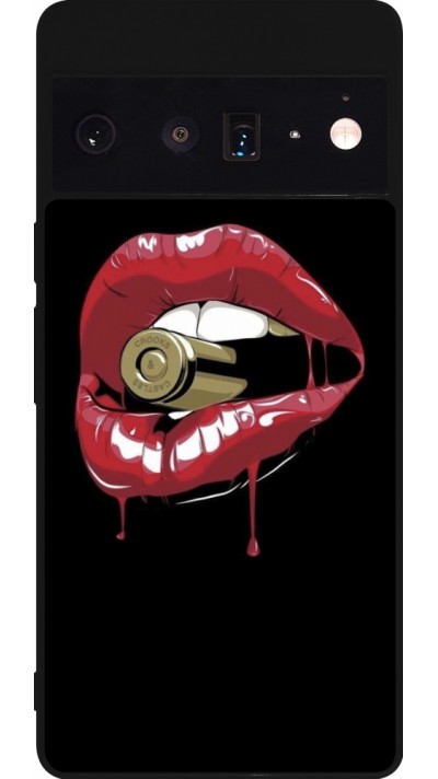 Coque Google Pixel 6 Pro - Silicone rigide noir Lips bullet
