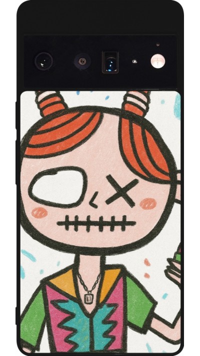 Coque Google Pixel 6 Pro - Silicone rigide noir Little Girl Sketch