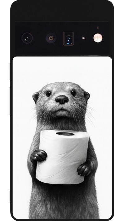 Coque Google Pixel 6 Pro - Silicone rigide noir Loutre papier de toilette