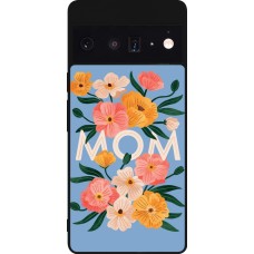 Coque Google Pixel 6 Pro - Silicone rigide noir Mom 2026 Flowers