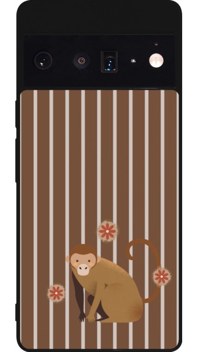 Google Pixel 6 Pro Case Hülle - Silikon schwarz Monkey with stripes