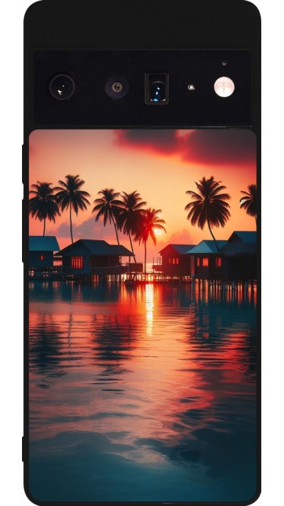 Coque Google Pixel 6 Pro - Silicone rigide noir Paradis Maldives