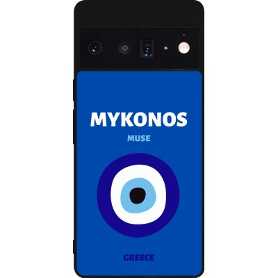 Google Pixel 6 Pro Case Hülle - Silikon schwarz Pop Summer Destination Mykonos