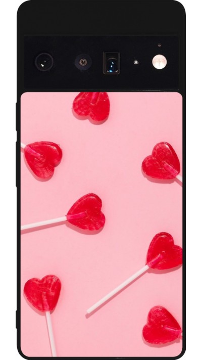 Coque Google Pixel 6 Pro - Silicone rigide noir Saint Valentines Day 26 Lollipop