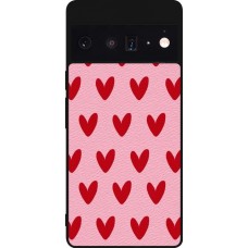 Google Pixel 6 Pro Case Hülle - Silikon schwarz Saint Valentines Day 26 Pattern heart