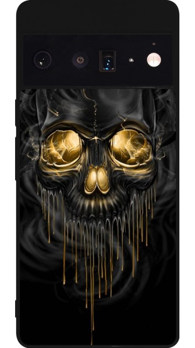 Coque Google Pixel 6 Pro - Silicone rigide noir Skull 02