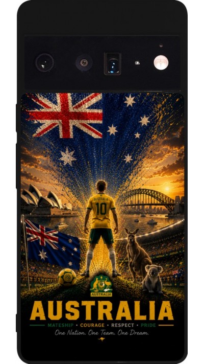 Google Pixel 6 Pro Case Hülle - Silikon schwarz Fussball Australien splash 2026