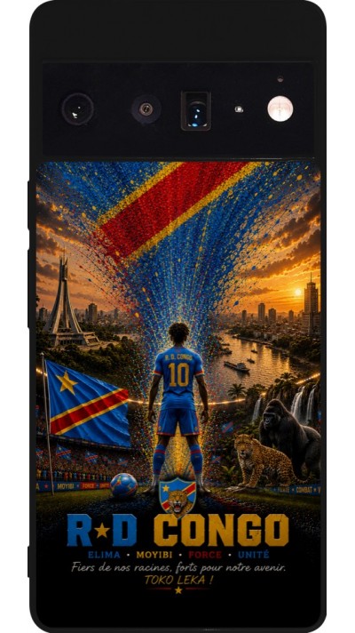 Google Pixel 6 Pro Case Hülle - Silikon schwarz Fussball Demokratische Republik Kongo splash 2026