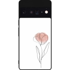 Google Pixel 6 Pro Case Hülle - Silikon schwarz Spring 23 minimalist flower