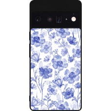 Google Pixel 6 Pro Case Hülle - Silikon schwarz Spring 23 watercolor blue flowers