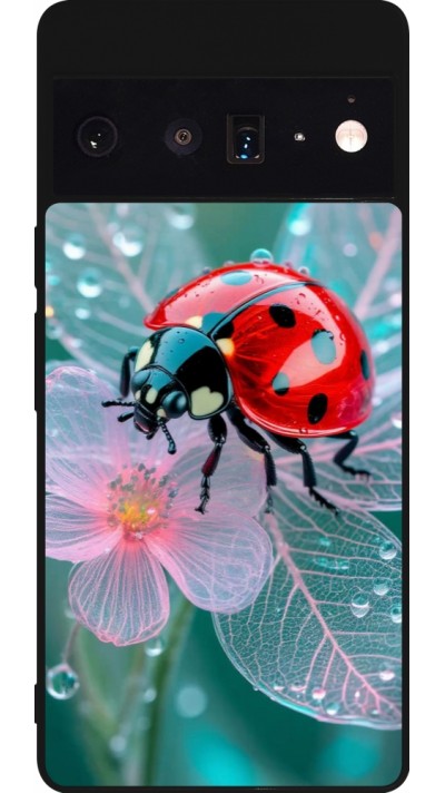 Coque Google Pixel 6 Pro - Silicone rigide noir Ladybird in bloom Spring 2026