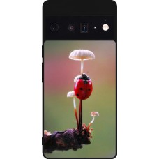 Google Pixel 6 Pro Case Hülle - Silikon schwarz Ladybird on a mushroom Spring 2026