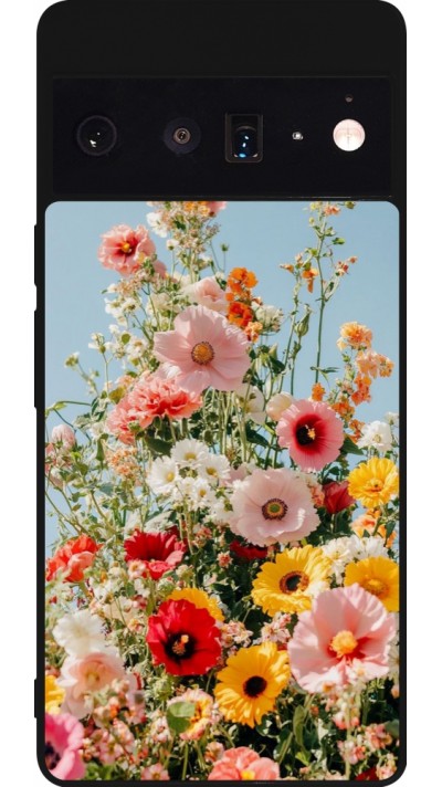 Coque Google Pixel 6 Pro - Silicone rigide noir Spring flowers Spring 2026