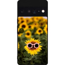 Google Pixel 6 Pro Case Hülle - Silikon schwarz Sunflower with glasses Spring 2026