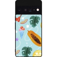 Google Pixel 6 Pro Case Hülle - Silikon schwarz Summer 2025 Pattern papaya