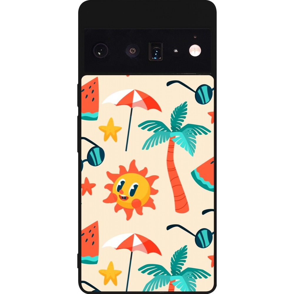 Google Pixel 6 Pro Case Hülle - Silikon schwarz Summer 2025 Pattern soleil