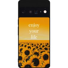 Coque Google Pixel 6 Pro - Silicone rigide noir Summer 2026 Enjoy your life