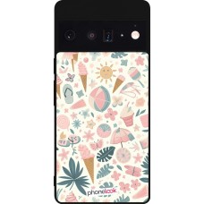 Google Pixel 6 Pro Case Hülle - Silikon schwarz Sommer Pink Muster