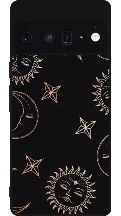 Coque Google Pixel 6 Pro - Silicone rigide noir Suns and Moons